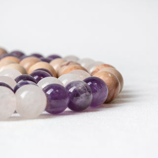 Libra | Amethyst Rose Quartz Rhodonite Mala