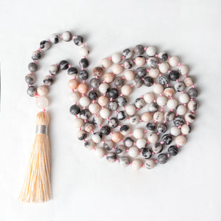 Sagittarius | Matte Pink Zebra Jasper Mala